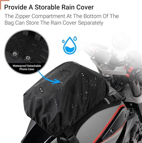 MOSISO Motorcycle Gas Tank Bag, 5 Heavy-Duty Reinforced Straps, Portable Detachable Anti-Slip Base, Motorcycle Accessories Tool Bags Multifunctional Cycling Outdoor Motorbike Storage Carry Bag, Black in Kuwait