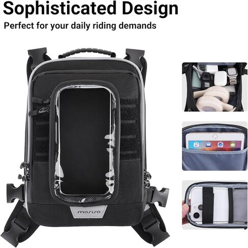 MOSISO Motorcycle Gas Tank Bag, 5 Heavy-Duty Reinforced Straps, Portable Detachable Anti-Slip Base, Motorcycle Accessories Tool Bags Multifunctional Cycling Outdoor Motorbike Storage Carry Bag, Black in Kuwait