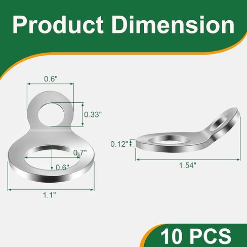 CZC AUTO Stainless Steel Tie Down Anchors Hooks 10 Pack, Tie Down Strap Rings, Suitable for Tie Down Attachment Points of Truck, Camper, Trailer, Truck Bed, Motorcycle, Dirtbike, Silver in Kuwait
