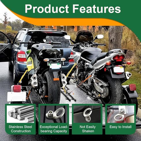 CZC AUTO Stainless Steel Tie Down Anchors Hooks 10 Pack, Tie Down Strap Rings, Suitable for Tie Down Attachment Points of Truck, Camper, Trailer, Truck Bed, Motorcycle, Dirtbike, Silver in Kuwait