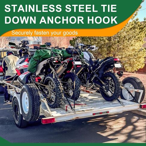 CZC AUTO Stainless Steel Tie Down Anchors Hooks 10 Pack, Tie Down Strap Rings, Suitable for Tie Down Attachment Points of Truck, Camper, Trailer, Truck Bed, Motorcycle, Dirtbike, Silver in Kuwait
