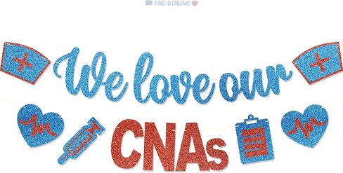 Happy CNA Week Banner - No DIY We Love Our CNAs Decorations Certified Nursing Assistant Week Party Decor For Appreciation Gifts Glitter in Saudi Arabia