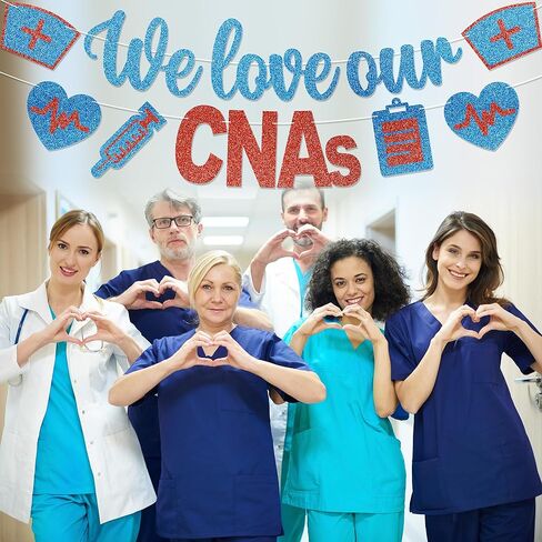 Happy CNA Week Banner - No DIY We Love Our CNAs Decorations Certified Nursing Assistant Week Party Decor For Appreciation Gifts Glitter in Saudi Arabia