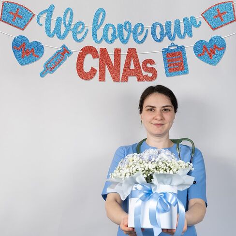 Happy CNA Week Banner - No DIY We Love Our CNAs Decorations Certified Nursing Assistant Week Party Decor For Appreciation Gifts Glitter in Saudi Arabia