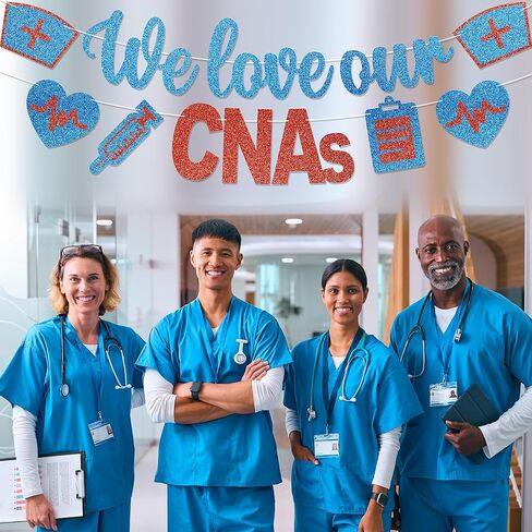 Happy CNA Week Banner - No DIY We Love Our CNAs Decorations Certified Nursing Assistant Week Party Decor For Appreciation Gifts Glitter in Saudi Arabia