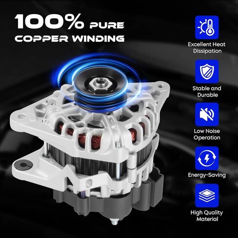 11011 New Alternator for Hyundai Accent 1.6L 2006-2009, for Tucson 2.0L 2006-2009, for Tiburon 2.0L 2004-2007, for Kia Rio Rio5 1.6L 2006-2009, Replace 3342589, 2655023 in Kuwait