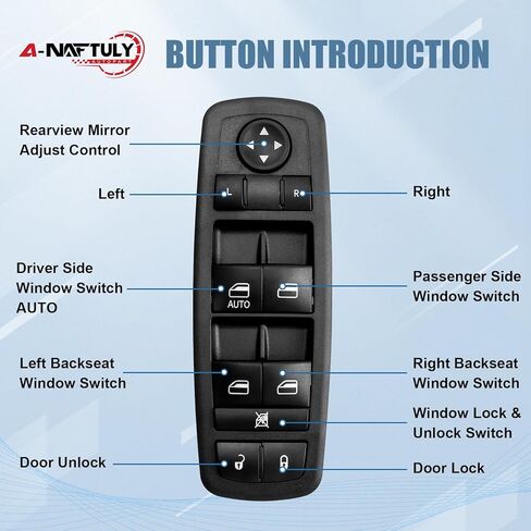 Master Power Window Switch 8+13 Pins, Replacement for 2011-2016 Dodge Journey, Window Control Switch Driver Side 68084001AD, 68084001AC, 68084001AB in Kuwait