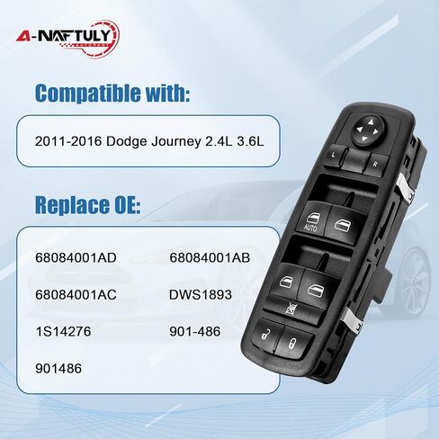 Master Power Window Switch 8+13 Pins, Replacement for 2011-2016 Dodge Journey, Window Control Switch Driver Side 68084001AD, 68084001AC, 68084001AB in Kuwait