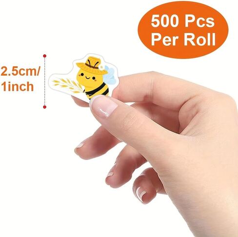 0.98 Inch Spring Festival Themed Irregular Bee Stickers, 500 Pcs/Roll, Coated Paper Material, Decorative Decals for Laptop, Scrapbooking, Gift Wrapping and DIY Craft Projects in Kuwait