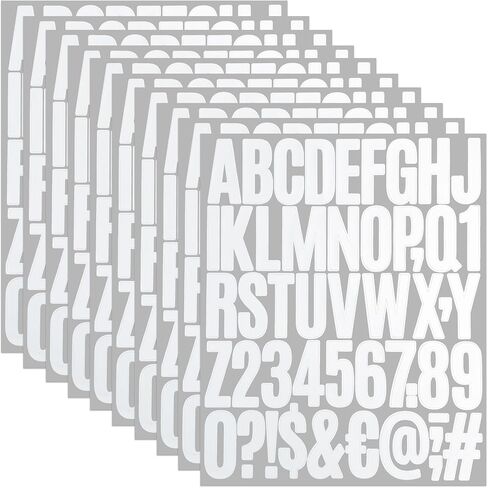 2 Inch Letter Stickers, 490 Pieces Alphabet Number Symbol Stickers for Scrapbooking, Sign, Water Bottle, Mailbox, Self-Adhesive Vinyl Letter Sticker Decals for Arts&Crafts, (10 Sheets,White) in Saudi Arabia