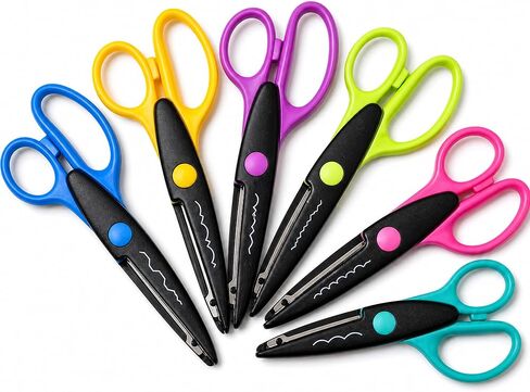 6PCS 6.5-Inch Decorative Craft Scissors Set for Kids & Scrapbooking, Multi Pattern 6.5" Scissor Set with Zigzag, Scallop, Wave, Castle & Stamp Edge for School DIY Arts & Crafts Paper Cutting in Saudi Arabia