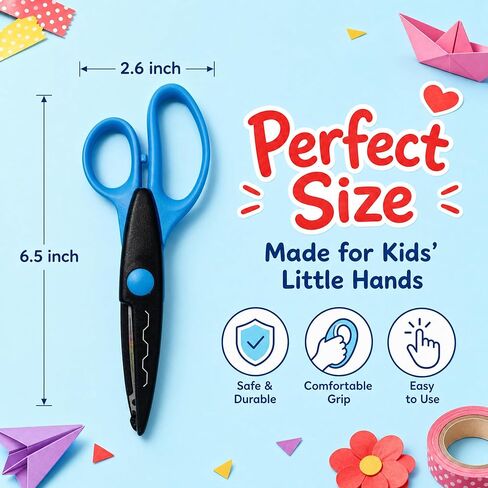 6PCS 6.5-Inch Decorative Craft Scissors Set for Kids & Scrapbooking, Multi Pattern 6.5" Scissor Set with Zigzag, Scallop, Wave, Castle & Stamp Edge for School DIY Arts & Crafts Paper Cutting in Saudi Arabia