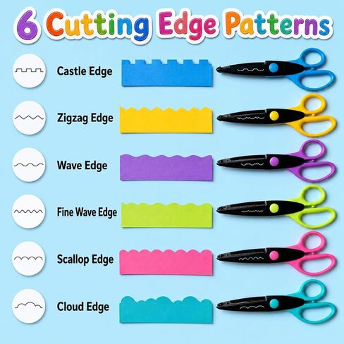 6PCS 6.5-Inch Decorative Craft Scissors Set for Kids & Scrapbooking, Multi Pattern 6.5" Scissor Set with Zigzag, Scallop, Wave, Castle & Stamp Edge for School DIY Arts & Crafts Paper Cutting in Saudi Arabia
