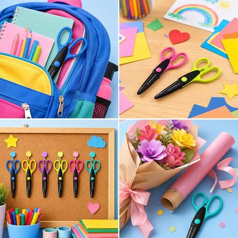 6PCS 6.5-Inch Decorative Craft Scissors Set for Kids & Scrapbooking, Multi Pattern 6.5" Scissor Set with Zigzag, Scallop, Wave, Castle & Stamp Edge for School DIY Arts & Crafts Paper Cutting in Saudi Arabia