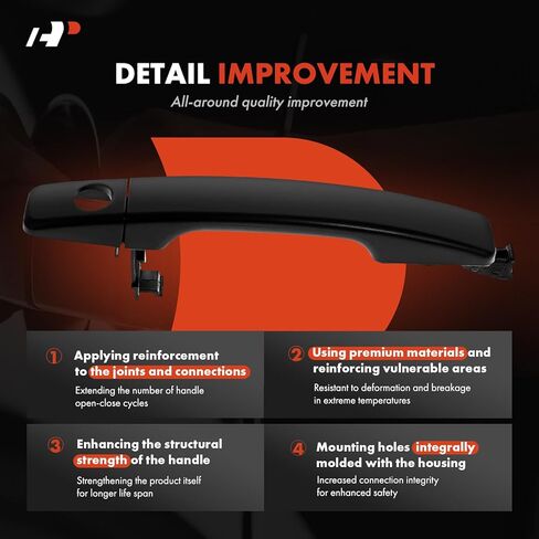 A-Premium Front Left Driver Side Exterior Door Handle Compatible with Kia Soul 2014-2019, Hatchback, Without Keyless System, Primed Black, Replace# 82651-B2010, 82652-B2010 in Kuwait