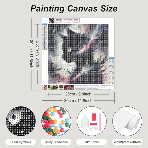 FHBUBPUP Cat Diamond Art Kits for Adults - Diamond Painting Kits for Beginners, DIY ﻿Round Full Drill Diamond Dot Gem Art Crafts Home Wall Decor Gift 12×12Inch in Kuwait