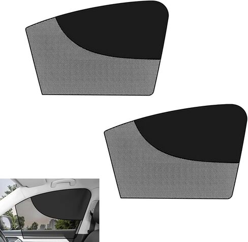 2 PCS Car Window Sun Shades, Magnetic Double Layer Side Front Window Cover, Full Shade Half Blackout See-Through Design, Heat Glare Block Protector, Auto Accessory for Driver Passenger in Saudi Arabia