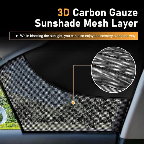 2 PCS Car Window Sun Shades, Magnetic Double Layer Side Front Window Cover, Full Shade Half Blackout See-Through Design, Heat Glare Block Protector, Auto Accessory for Driver Passenger in Saudi Arabia