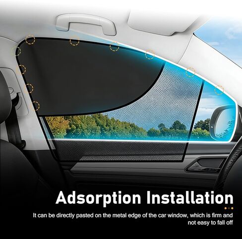 2 PCS Car Window Sun Shades, Magnetic Double Layer Side Front Window Cover, Full Shade Half Blackout See-Through Design, Heat Glare Block Protector, Auto Accessory for Driver Passenger in Saudi Arabia