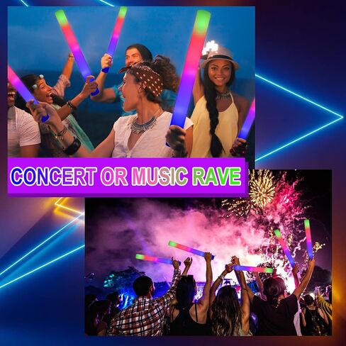 Taotuo 58PCS Foam Glow Sticks Bulk, Christmas Glow in the Dark Party Supplies Light Sticks for Raves, Birthday, Wedding, New Year, Christmas in Saudi Arabia