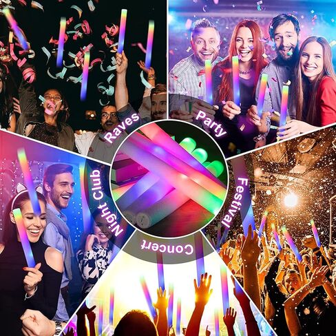 Taotuo 58PCS Foam Glow Sticks Bulk, Christmas Glow in the Dark Party Supplies Light Sticks for Raves, Birthday, Wedding, New Year, Christmas in Saudi Arabia