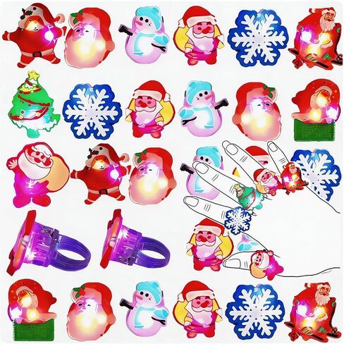 Christmas Party Favors Light Up Rings 50Pcs Glow in the Dark Party Supplies Finger Rings Decoration for Kids Adults in Saudi Arabia
