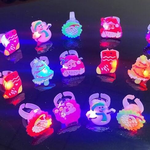 Christmas Party Favors Light Up Rings 50Pcs Glow in the Dark Party Supplies Finger Rings Decoration for Kids Adults in Saudi Arabia