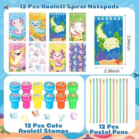 Giegxin 110 جهاز كمبيوتر شخصى Axolotl Party Favors Axolotl لوازم حفلات أعياد الميلاد لطيف حيوان صغير دفاتر ملاحظات أقلام طوابع أساور ملصقات أكياس الأورجانزا مجموعة لهدايا عيد الميلاد مكتب المدرسة الفصول الدراسية المكافآت in Kuwait