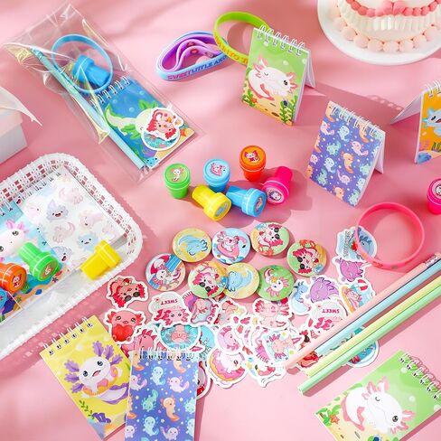 Giegxin 110 جهاز كمبيوتر شخصى Axolotl Party Favors Axolotl لوازم حفلات أعياد الميلاد لطيف حيوان صغير دفاتر ملاحظات أقلام طوابع أساور ملصقات أكياس الأورجانزا مجموعة لهدايا عيد الميلاد مكتب المدرسة الفصول الدراسية المكافآت in Kuwait