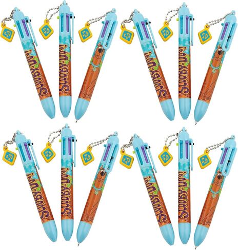 Fun Express Scooby-Doo Multicolor Shuttle Pens with Charm (12-Pack) — 6-in-1 Retractable Ballpoint Kids Pens for Birthday Party Favors, Goodie Bag Stuffers, and Classroom Rewards in Kuwait
