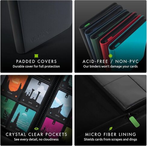 Vault X 12 Pocket Exo-Tec Zip Binder Black + 400 Penny Sleeves Gift Bundle in Kuwait