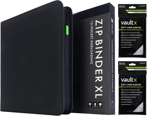 Vault X 12 XL Pocket Exo-Tec Zip Binder Black + 400 Penny Sleeves Gift Bundle in Kuwait