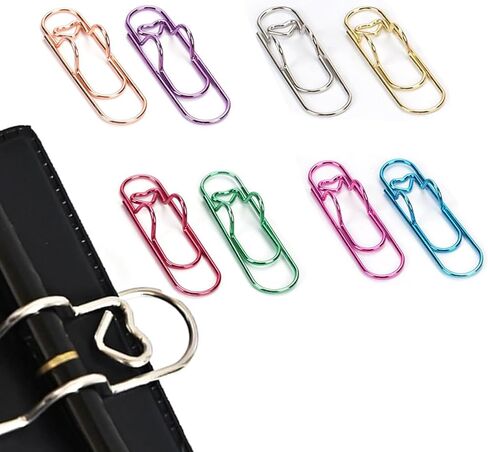 Metal Pen Clip Holder,8 Pcs Colorful Heart Shape Paperclip Pencil Loop Holder for Notebook School Student Office in Kuwait