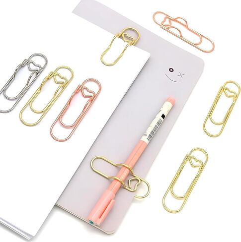 Metal Pen Clip Holder,8 Pcs Colorful Heart Shape Paperclip Pencil Loop Holder for Notebook School Student Office in Kuwait