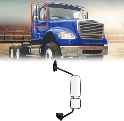 مجموعة مرآة الباب السوداء مع ذراع مناسب 2004-2016 لشاحنات Freightliner M2 100 106، الجانب الأيمن/الراكب in Saudi Arabia