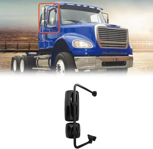 مجموعة مرآة الباب السوداء مع ذراع مناسب 2004-2016 لشاحنات Freightliner M2 100 106، الجانب الأيمن/الراكب in Saudi Arabia