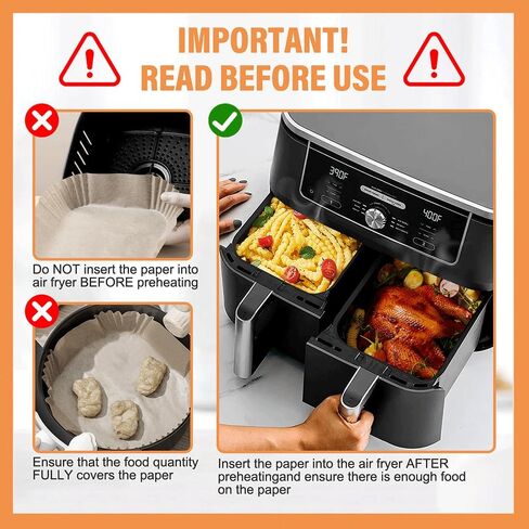 2pcs Air Fryer Rack Set with 100pcs Parchment Paper Compatible with Ninja Foodi Air Fryer DZ201, DZ401, 304 Stainless Steel Toast Dehydrator Racks Air Fryer Paper Liners for Double Basket Air Fryer in Saudi Arabia