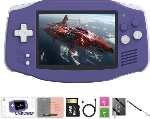 وحدات تحكم الألعاب المحمولة RG34XX Retro وحدة تحكم الألعاب الكلاسيكية الرجعية 64G بطاقة ألعاب محملة مسبقًا 5000+ rg34xx وحدة تحكم ألعاب محمولة Linux 64 بت بطارية 3500 مللي أمبير في الساعة WiFi Bluetooth HD ومخرج تلفزيون Indigo in Kuwait