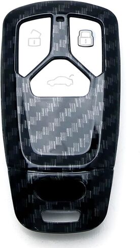 iJDMTOY Glossy Metallic Carbon Fiber Pattern Exact Fit Key Fob Shell Cover Compatible with 2017-up Audi A4 A5 Q7, 2016-up Audi TT 3-Button Smart Key in Kuwait