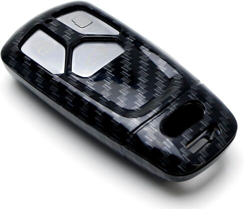 iJDMTOY Glossy Metallic Carbon Fiber Pattern Exact Fit Key Fob Shell Cover Compatible with 2017-up Audi A4 A5 Q7, 2016-up Audi TT 3-Button Smart Key in Kuwait