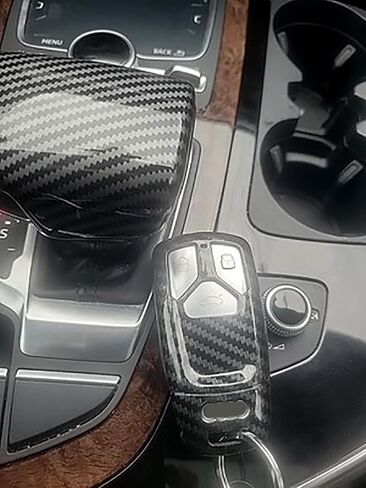 iJDMTOY Glossy Metallic Carbon Fiber Pattern Exact Fit Key Fob Shell Cover Compatible with 2017-up Audi A4 A5 Q7, 2016-up Audi TT 3-Button Smart Key in Kuwait