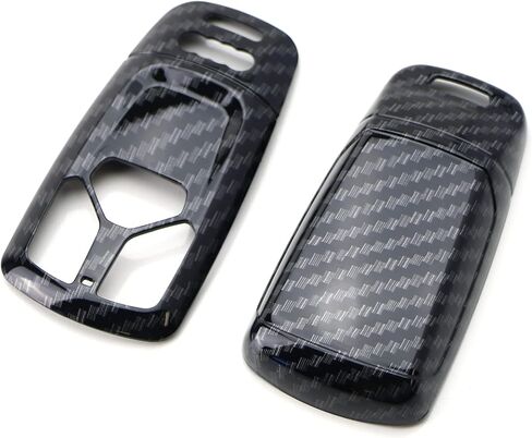 iJDMTOY Glossy Metallic Carbon Fiber Pattern Exact Fit Key Fob Shell Cover Compatible with 2017-up Audi A4 A5 Q7, 2016-up Audi TT 3-Button Smart Key in Kuwait