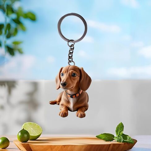 Acrylic Dachshund Keychain - Cute Brown Puppy Key Ring for Keys, Bags, Cars | Ideal Gift for Dog Lovers/YSK-50 in Kuwait