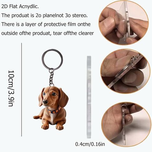 Acrylic Dachshund Keychain - Cute Brown Puppy Key Ring for Keys, Bags, Cars | Ideal Gift for Dog Lovers/YSK-50 in Kuwait
