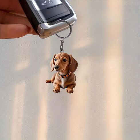 Acrylic Dachshund Keychain - Cute Brown Puppy Key Ring for Keys, Bags, Cars | Ideal Gift for Dog Lovers/YSK-50 in Kuwait