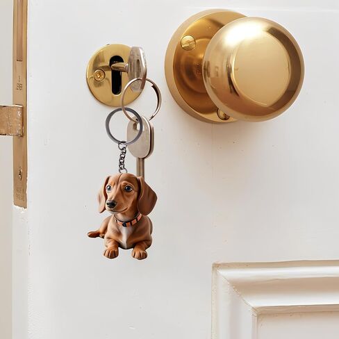 Acrylic Dachshund Keychain - Cute Brown Puppy Key Ring for Keys, Bags, Cars | Ideal Gift for Dog Lovers/YSK-50 in Kuwait