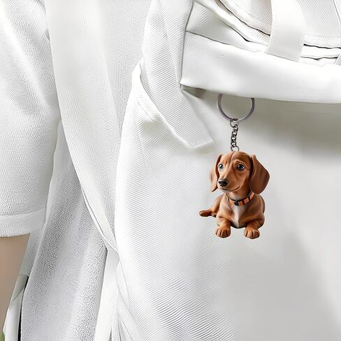 Acrylic Dachshund Keychain - Cute Brown Puppy Key Ring for Keys, Bags, Cars | Ideal Gift for Dog Lovers/YSK-50 in Kuwait