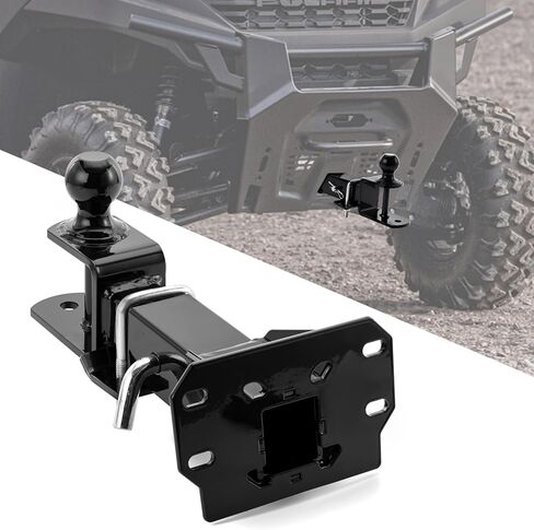 No Drilling 2 Inch Front Hitch Receiver Ball Mount Kit Compatible with Polaris Ranger Crew XP 1000 15-25, UTV Trailer Towing Hitch with 5/8" Lock Pin Tightener Accessories Fit Bobcat 3600 in Saudi Arabia