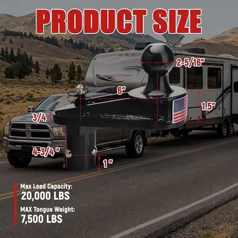 6" Offset Gooseneck Hitch Extender,Puck System Gooseneck Hitch Ball Kit for F250/F350/F450,Silverado/Sierra 2500/3500 HD,Nissan Titan XD,with 2 Safety Chain Anchors in Saudi Arabia