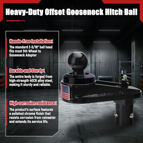 6" Offset Gooseneck Hitch Extender,Puck System Gooseneck Hitch Ball Kit for F250/F350/F450,Silverado/Sierra 2500/3500 HD,Nissan Titan XD,with 2 Safety Chain Anchors in Saudi Arabia